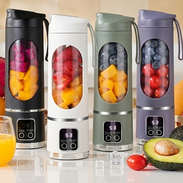 Electric Portable Blender for Making Smoothies and Milkshakes Ice Crush Juicer Mini Fresh Juice Blending Cup with LED Display
