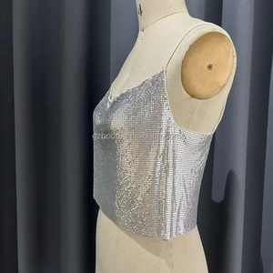 Fashion <strong>Sparkle</strong> Chainmail <strong>Top</strong> Strap Backless <strong>Silver</strong> Metal Mesh <strong>Top</strong> - Product Image 2