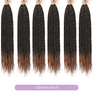 Extensions de cheveux synthétiques 14 pouces pour tresses africaines, <span class=keywords><strong>Havana</strong></span> <span class=keywords><strong>Twist</strong></span>, 12 mèches épaisses, trame simple, 80g - Product Image 4