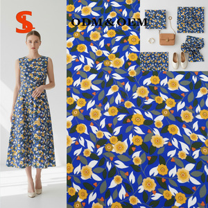 ผ้าฝ้ายออร์แกนิค Liberty ทอลายป๊อปลิน พิมพ์ลายดอกไม้สีเหลืองเล็กๆ สีน้ำเงินล้วน สำหรับชุดเดรสเด็กผู้หญิง สวมใส่สบายๆ - Product Image 2