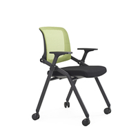 Chaise de formation pliante pour salle de conférence et bureau informatique avec tableau d'écriture et roulettes