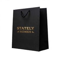 Sac cadeau en papier noir écologique de luxe avec logo personnalisé, estampage à chaud doré, doublure en éponge, poignée en ruban pour bijoux et vêtements