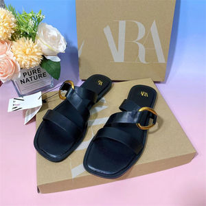 Sandales Plates en Cuir Tendance 2026 pour Femme, Chaussons d'Été de Plage, Mules pour Dames, <span class=keywords><strong>Babouches</strong></span> d'Extérieur pour Femmes - Product Image 6