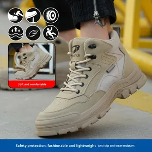 Chaussures de sécurité pour hommes, semelles souples, légères, respirantes, bottes à embout d'acier pour femmes, anti-écrasement, anti-perforation - Product Image 3