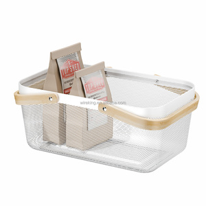 WIREKING, cesta de frutas de almacenamiento de malla redonda de 2 niveles, almacenamiento para el hogar y la cocina, organizador de verduras, soporte con asa - Product Image 6