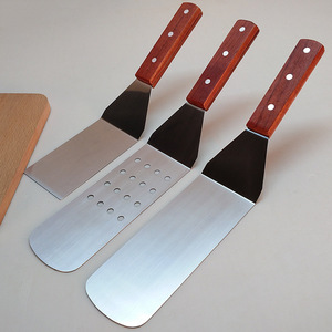 DF30 0630 Juego de espátulas de acero inoxidable con mangos de madera, precio de fábrica, herramientas duraderas para barbacoa y cocina - Product Image 2