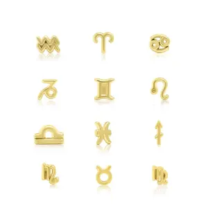 Simple designs gold plated 925 silver zodiac stud earrings fashion zodiac sign earring jewellery for women