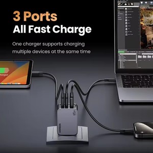 Cargador USB C UGREEN Nexode Pro de 65 W, 3 Puertos, Mini, Compacto, Plegable, PPS GaN Tipo C, Carga Rápida, Cargador de Pared para <span class=keywords><strong>MacBook</strong></span> <span class=keywords><strong>iPhone</strong></span> - Product Image 3