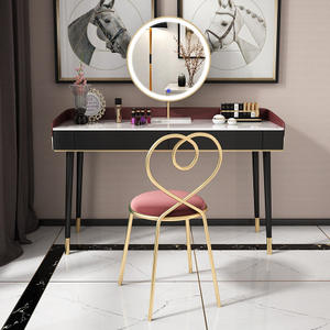 Table en <span class=keywords><strong>fer</strong></span> <span class=keywords><strong>forgé</strong></span> en <span class=keywords><strong>bois</strong></span> massif de style nordique, table de toilette en peinture piano, coiffeuse pour salon de beauté - Product Image 5