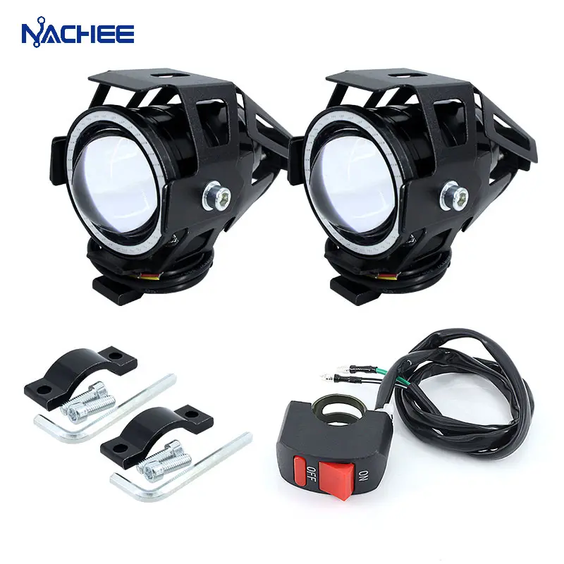 2PCS x 125W U7 Motorrad Angel Eyes Scheinwerfer DRL scheinwerfer hilfs helle LED fahrrad lampe Nebel Licht Spot licht + Schalter