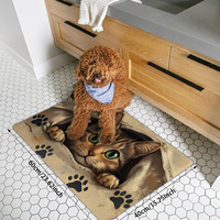 Tapis de bienvenue Kongyu Home Textiles Vivid 3D Broken Wall Cat, motif chaton mignon, antidérapant, tapis de sol à empreintes de pattes d'animaux