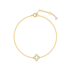 กำไลข้อมือเงินแท้ 925 ลายโคลเวอร์สุดฮิต ขายดี นำโชค - Product Image 1
