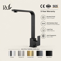 Robinet d'évier de cuisine personnalisé en acier inoxydable 304, noir brossé gris anthracite, rotation à 360°, pour commande en gros et fourniture de projets