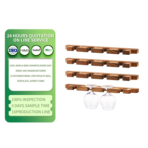 Portabicchieri in Legno, Porta Champagne Rustico, Mensola Sospesa per Bicchieri da Vino, Supporto da Parete in Legno per Feste, Cucina e Bar - Product Image 1