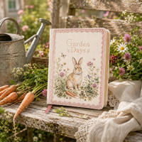 Carnet de notes LABON Garden Days Bunny en tissu de lin brodé avec bordure en dentelle et logo personnalisé, agenda à pois, cadeau bien-être