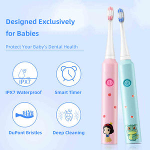 Brosse à dents pour enfants alimentée par piles, 6 vitesses, vibration sonique, fonctionne avec des piles AA, étanche IPX7, minuteur de 2 minutes, soins dentaires pour enfants - Product Image 4