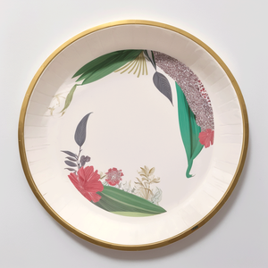Ensemble d'assiettes à gâteaux jetables Offre Spéciale de 7 pouces Nouvelles assiettes en papier fabriquées à partir de bagasse de canne à sucre Modèle personnalisé pour les fêtes d'<span class=keywords><strong>anniversaire</strong></span> - Product Image 1