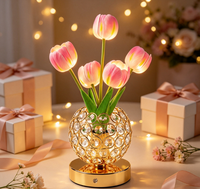 Lampe de chevet Tulipe, lumière d'ambiance de luxe décorative, disponible en plusieurs couleurs, lampe de table pour chambre à coucher, lampe de chevet de style européen, lumière d'ambiance en cristal, cadeau