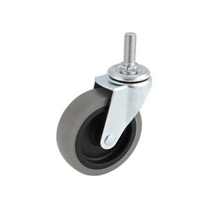 Gray TPR Swivel Caster With Brake 3 Inch Silent Industrial Casters For Office Chairs Shelves Trolleys - Product Image 2