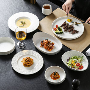 Japanse stijl eettafelset restaurant decoratief servies wit mat zwart stippen Duits porseleinen dinerset - Product Image 4