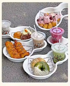 Support jetable biodégradable pour gobelets en papier avec plateau épaissi, idéal pour les snacks de rue, les boissons et les plats chauds à emporter - Product Image 3