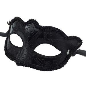 Masques de bal masqué pour hommes, style vénitien antique, décorations d'Halloween, noir et argent, demi-visage, PVC, motif floral, écologiques, réutilisables - Product Image 4