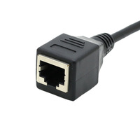 Cable de Extensión Ethernet Metabee Cat5e RJ45 de Cobre Sólido Blindado, Acoplador de Conector de Red 8P8C para Montaje en Panel con Alivio de Tensión, Negro