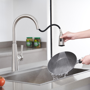 new multifunction <b>Brushed</b> Nickel Single Hole Pull Down 304 Stainless Steel Faucet Kitchen - Product Image 5