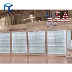 Bán lẻ tủ nhà cung cấp thiết kế khói cửa hàng Showcase tùy chỉnh khói cửa hàng tường hiển thị tủ cao kính Showcase với khóa - Product Image 1