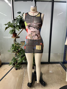 Vestido Mini Sexy de Malla Estampada de Diseño Nuevo y de <span class=keywords><strong>Alta</strong></span> Calidad para <span class=keywords><strong>Boutique</strong></span> al por Mayor 2026 - Product Image 3