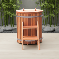 Vapasauna Modern Komersial, Tong Sauna Uap Kayu Cedar Merah Solid, Ringan, Tanpa Listrik, untuk Pemulihan Kesehatan di Gym