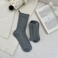 Chaussettes mi-mollet en coton tissé pour femme, style coréen-japonais, printemps-hiver