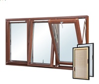 Fenêtre moderne en aluminium à ouverture oscillo-battante avec design à persiennes roulantes, fonction insonorisante et quincaillerie en acier inoxydable pour la maison et le bureau