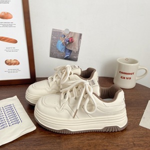 <span class=keywords><strong>Scarpe</strong></span> da <span class=keywords><strong>Donna</strong></span> Autunnali Classiche Bianche Latte con Suola Spessa, Allacciatura Piccola e Traspiranti - Product Image 1