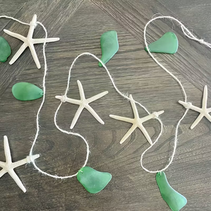 Guirnalda de Conchas Marinas Azules y Verdes Hechas a Mano de 78.7 Pulgadas, Decoración de Pared con Estrellas de Mar, Cinta para Árbol de Navidad, Regalo de Cumpleaños - Product Image 3