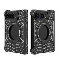 Coque de téléphone rotative avec texture métallique toile d'araignée pour Apple iPhone Duo, protection anti-chute premium, compatible avec la charge magnétique sans fil