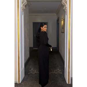 Robe de soirée noire à double fente, style long - Product Image 3