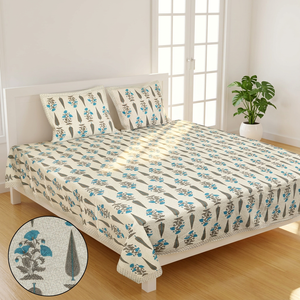 Ensemble de housse de couette en coton 100% imprimé floral, 400TC, sans plis, style classique, pour usage domestique, avec taies d'oreiller, 7 pièces - Product Image 3
