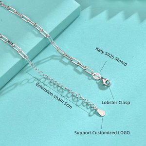 Conjunto de cadena de eslabones de Italia de Plata de Ley 925, cierre de langosta chapado en oro, collar de cadenas de suéter de hueso de serpiente ajustable, joyería de moda - Product Image 4