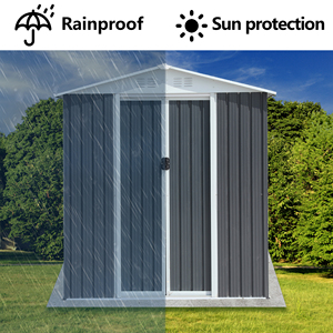 Abri <span class=keywords><strong>de</strong></span> jardin en métal gris avec <span class=keywords><strong>porte</strong></span> coulissante 6x4 pieds, résistant aux intempéries – Offre spéciale - Product Image 6