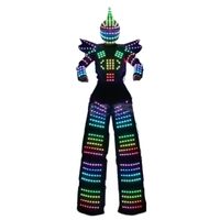 Costume de robot LED Cyberpunk Mecha, tenue de performance lumineuse pour scène et carnaval avec casque et visière à pointes