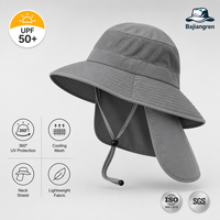 Chapeau de soleil gris Bajiangren pour l'extérieur avec protection de nuque UPF 50+ anti-UV, maille respirante, idéal pour la pêche et le jardinage, vente en gros