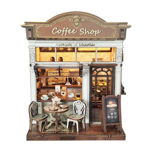 Kit de bricolage pour bibliothèque sur le thème d'un café et modèle <span class=keywords><strong>3D</strong></span> - Maison miniature créative faite à la main et modèle de maison de poupée <span class=keywords><strong>en</strong></span> bois, cadeau architectural - Product Image 6