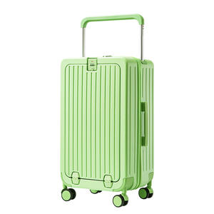 Valise ouverte sur le devant aux couleurs macaron, 20 et 24 pouces, avec porte-gobelet, durable, multifonction, pour les voyages et les loisirs - Product Image 3