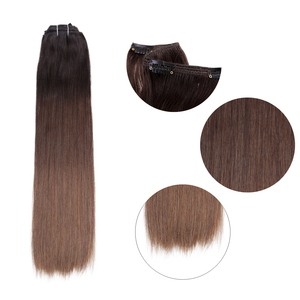 Extensions de cheveux humains K.SWIGS à clipser, lisses naturels, brun foncé, cuticules alignées, sans perte, sans nœuds, réutilisables pour un usage quotidien - Product Image 1