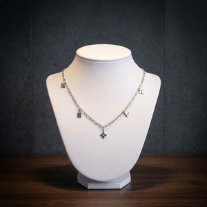 Traditional 925 Sterling Silver Multi-Charm Station Link Chain Pendant <b>Necklace</b> For Women Wholesale Bulk Product For Women - Product Image 3