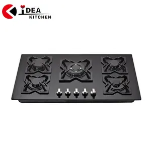 5 Burners Cooktop Five Cooker Hob Commercial Kitchen Cook Heating Free Standing Gas Stove with Lid