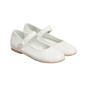 Choozii sapatos de couro branco infantil, sapatos baixos para meninas para festa maria jane