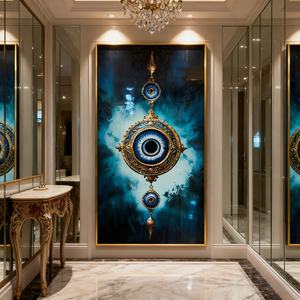 Décoration murale personnalisée pour la maison, impression HD, paysage abstrait islamique, entrée, salon, peinture en porcelaine à LED avec cristaux - Product Image 4