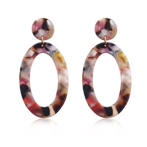 Boucles d'oreilles ovales géométriques en acétate, <span class=keywords><strong>bijoux</strong></span> pendantes colorés en résine acrylique pour femmes, idéales pour les fêtes et mariages - Product Image 6